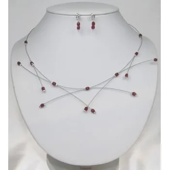 Dětské navlékací korálky Soupravy bižuterie - Korálky a perličky - 5-K-R-F01-MS14 - Vínové korálky - stříbro