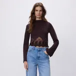 Reserved - Halenka s krajkou - tmavě hnědá - 496GA-89X - 496GA-89X-L