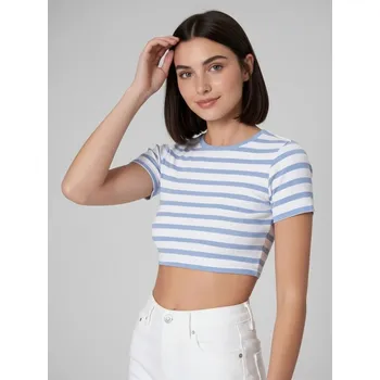 Dámské tričko Sinsay - Crop top z&nbsp;žebrovaného úpletu - světle modrá - 7876J-50X - 7876J-50X-XL