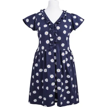 Těhotenské noční prádlo EEVI Těhotenská košilka LINDA tmavě modré sedmikrásky - L