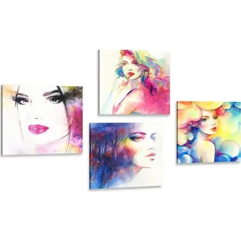 Obraz Dovido Set obrazů elegance ženy v barevném provedení