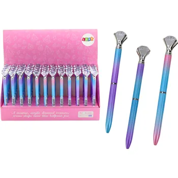 LEAN Toys Barevné kuličkové pero s diamantem, modrá náplň 0.7mm Mix