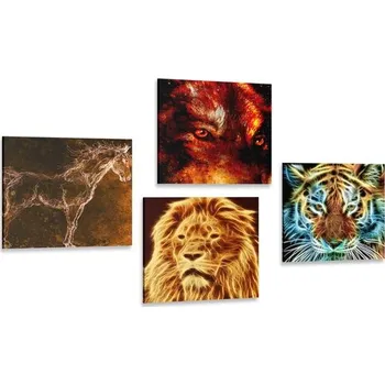 Obraz Dovido Set obrazů tajemná abstrakce zvířat