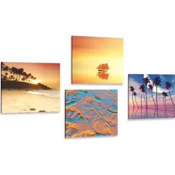 Obraz Dovido Set obrazů moře a pláž v zajímavých barvách