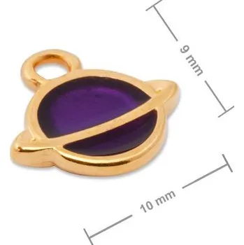 Přívěsek Manumi přívěsek fialová planetka 10x9 mm pozlacený