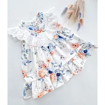 Kojenecké šaty Helen Šaty Flowers Orange Blue - 116