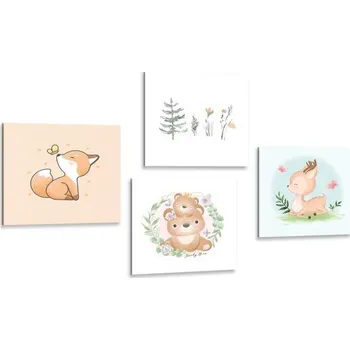 Obraz Dovido Set obrazů roztomilé zvířátka
