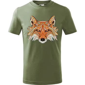 Dětská móda DOBRÝ TRIKO Dětské tričko Hlava lišky Velikost: 110 /4 roky, Barva: Khaki