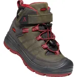 boty turistické vysoké dětské KEEN REDWOOD MID WP C steel grey/red dahlia - 28