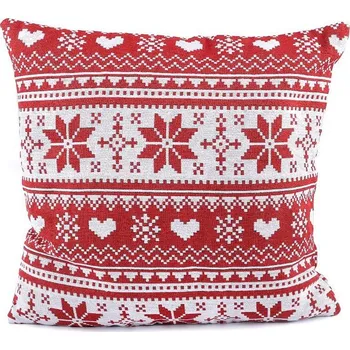 Vánoční dekorace Vánoční Povlak na Polštář - Rozměry 45x45 cm, VÁNOČNÍ Design - 2 červená vločka