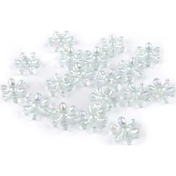 Korálek Plastové korálky s AB efektem květ Ø17 mm 10 g - 6 mint