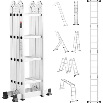 Vevor Skládací víceúčelový žebřík 7v1, 4 st., dosah 15.5ft, nosnost 330 lbs
