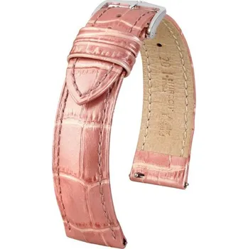 Řemínek na hodinky Řemínek Hirsch Duke METALLIC - růžový - 18 mm - M – Střední délka - 16 mm - Stříbrná + 5 let záruka a dárek ZDARMA