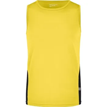 Pánské tričko James & Nicholson (Daiber) Pánské sportovní tričko bez rukávů JN305 - Žlutá / černá | 3XL