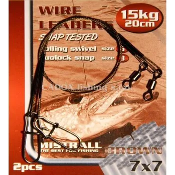 Mistrall Ocelové lanko Wire Leaders 1x7 20cm, 2ks - 11kg