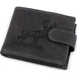 Pánská kožená Peněženka - 9,5x12 cm - Pro Myslivce, Rybáře, Motorkáře - 2 černá jelen