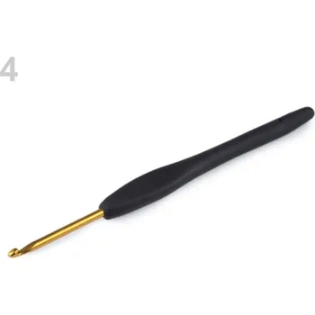 Jehla na filcování Háček na háčkování se silikonovou rukojetí vel. 2; 2,5; 3; 3,5; 4; 4,5; 5; 5,5; 6 - 4 (3,5 mm) černá