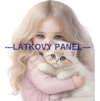 Látkový panel - Holčička s kočičkou - DZ-37 Velikost: 30x30cm, Materiál: Úplet