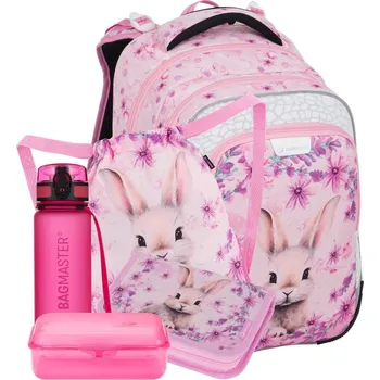 Školní batoh Školní batohový 5-dílný set Bagmaster LUMI 25 A KRÁLÍČEK (batoh,penál,sáček na cvičky,box na svačinu,láhev)