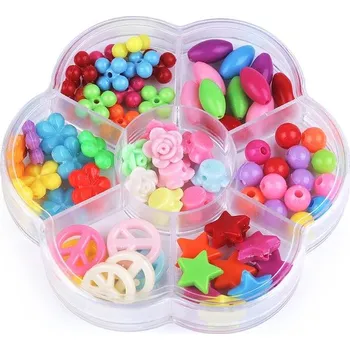 Dětské navlékací korálky Sada plastových korálků v boxu - 6 mix
