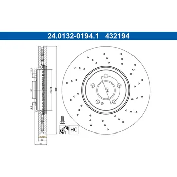 Brzdový systém Brzdový kotouč ATE 24.0132-0194.1