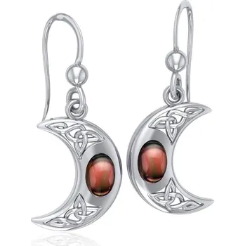 Náušnice Stříbrné náušnice půlměsíc s granátem