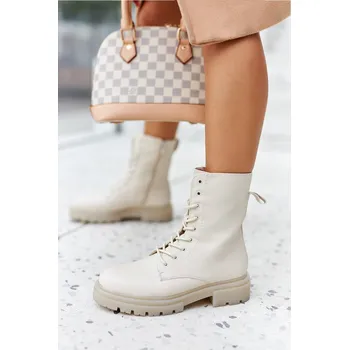 Dámské kozačky Boto Kotníkové Ploché Workery Boty Rozelle Barva: Béžová, Velikost: 41