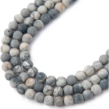 Dětské navlékací korálky Korálky z minerálu Jaspis Picasso šedý matný 4 mm