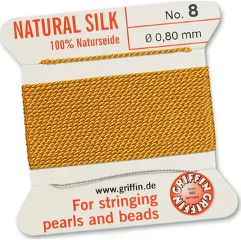 Korálek GRIFFIN Hedvábná nit s jehlou 0,8 mm/2m žlutá