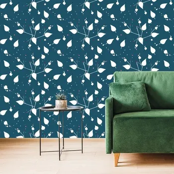 Tapeta Dovido Samolepící tapeta jemné listy v modrém provedení