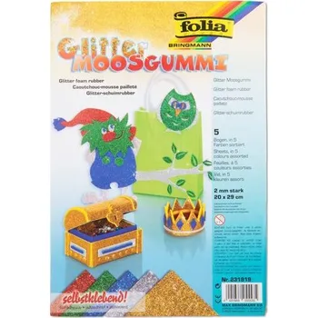 Moosgummi pěnová guma samolepící 5 listů gliter BASIC