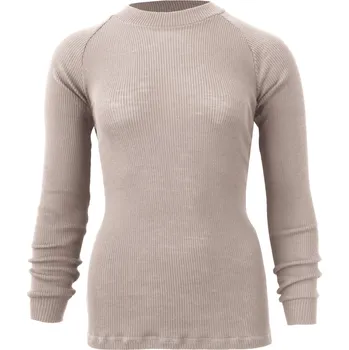 Dámské tričko Crawler Merino žebro tričko dlouhý rukáv se stojáčkem dámské Oříškový melír Velikost: L-prodloužená délka