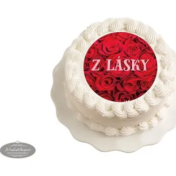 Jedlá dekorace na dort breAd. & edible Jedlý papír pro zamilované Kytice růží - nápis Z lásky