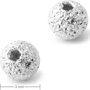 Korálek Kovový korálek stardust 3 mm v barvě stříbra
