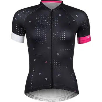 cyklistický dres dámský dres FORCE GAME dámský kr. rukáv černý - M