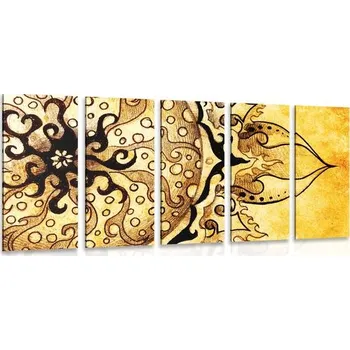 Obraz Dovido 5-dílný obraz Mandala s vintage nádechem