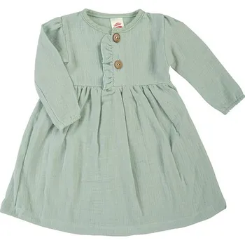 Kojenecké oblečení Makoma Mušelínové šaty PISTÁCIOVÉ - 86