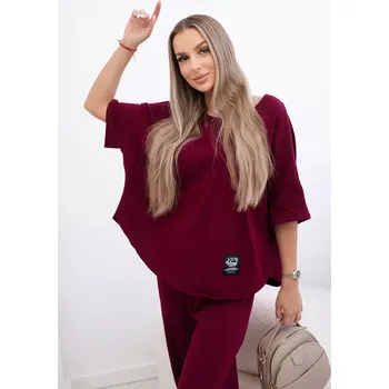 Dámská halenka Bavlněný komplet halenka a kalhoty 6727 bordó - Kesi uni