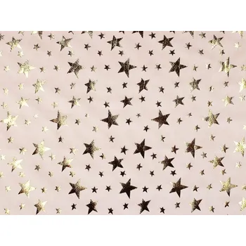 Samet / velvet s metalickým potiskem hvězdy METRÁŽ - 1 béžová světlá zlatá