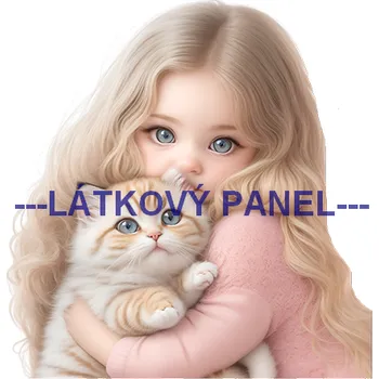 Látkový panel - Holčička s kočičkou - DZ-36 Velikost: 20x20cm, Materiál: Úplet