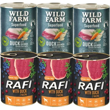 Krmivo pro psa DOLINA NOTECI Rafi s kachnou 3x400g + WILD FARM Superfood Duck 3x400g bezobilné krmivo pro psy