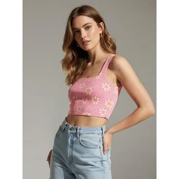 Dámské tričko Sinsay - Krátký top na ramínka s květinovým vzorem - vícebarevná - 9667A-MLC - 9667A-MLC-L