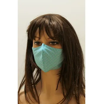 rouška Bavlněná dvouvrstvá rouška tyrkys puntík