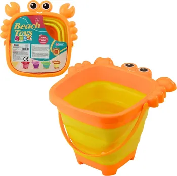 Hračka na písek LEAN Toys Skládací Dětský Silikonový Kbelík Krab na Pláž Oranžový