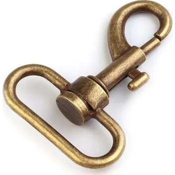 Kovová karabina průvlek 38 mm - 2 staromosaz