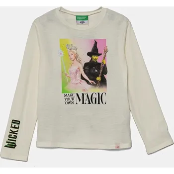 Dětské bavlněné tričko s dlouhým rukávem United Colors of Benetton béžová barva, 3VR5C10OJ 3VR5C10OJ.G.Seasonal 08X, vel. 140