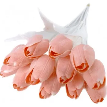 umělá květina Tulipán s bílým listem 6 ks - lososová