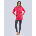 Dámské dlouhé pyžamo s potiskem - bordo tm. šedá - XL