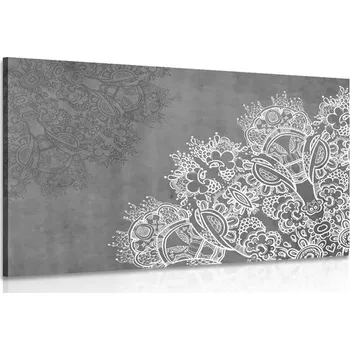 Obraz Dovido Obraz prvky květinové Mandaly v černobílém provedení