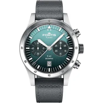 Hodinky Fortis Flieger F-43 Bicompax Petrol F4240009 + 5 let záruka a dárek ZDARMA